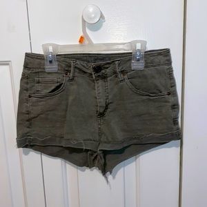 Green Jean shorts